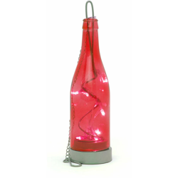 Bottiglia decorativa in vetro da giardino con 8 luci LED, colore rosso - DMAIL precio