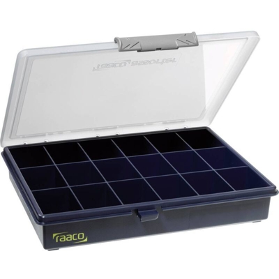 raaco Assortimento box B.240xT.195xH.43mm 18 scomparti blu scuro/trasp. a.PP