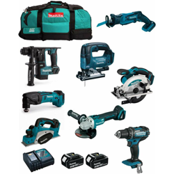 MAKITA Kit MPK18823A (DDF482 + DHR171 + DGA504 + DTM50 + DSS610 + DJV182 + DJR185 + DKP180 + 2 x 3,0 Ah + DC18RC + LXT600) precio