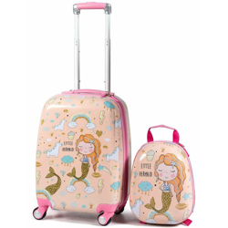 Set 2 Pezzi Bagagli per Bambini con Disegni di Serena, Valigia Trolley:50 x 33 x 23cm e Zaino: 32 x 24 x 13cm (Sirena) - COSTWAY precio