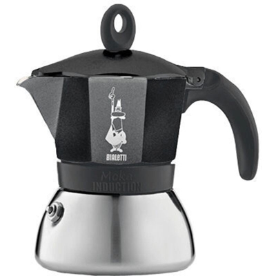 Bialetti Moka Induction 6 Tazze Nero/Argento
