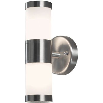 Konstsmide 7592-000 Modena Lampada da parete, BxPxH 6x9x23 cm, 2 x 25 W, IP44, in acciaio INOX