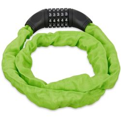 Relaxdays - Lucchetto a Combinazione per Bicicletta, Codice a 5 Cifre, in Acciaio, 120 cm di Lunghezza, Verde en oferta