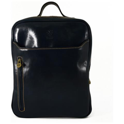 Zaino In Vera Pelle Con Tasche Frontali Colore Blu - Pelletteria Toscana Made In Italy - Zaino características