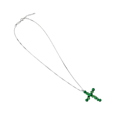 Collana Croce - Ciondolo, Pendente - da Donna - Verde in Argento, Cristallo, 44,5 cm - OTTAVIANI BY HOMEMANIA
