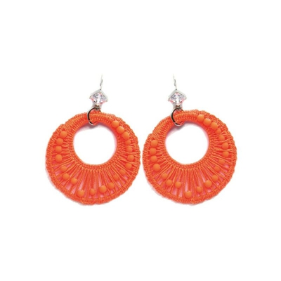 Orecchini Fantasia - Gioielli - da Donna - Arancione in Zinco, Ottone, Macrame', 5,8 x 8,3 cm - OTTAVIANI BY HOMEMANIA