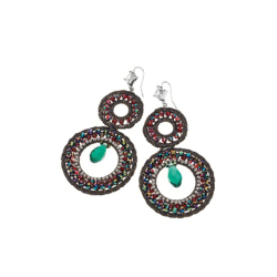 Orecchini Fantasia - Gioielli - da Donna - Nero in Zinco, Ottone, Macrame', Cristallo, Perline, 5,3 x 11 cm - OTTAVIANI BY HOMEMANIA en oferta