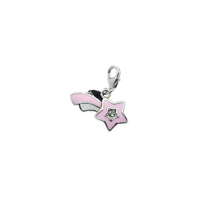 Charm Fantasia - Ciondolo, Accessorio - Per Bracciale, Braccialetto, Collana, Pendente - Rosa in Argento, Smalto, 2,1 x 2 cm - OTTAVIANI BY HOMEMANIA