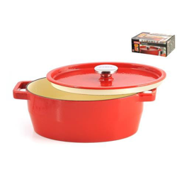 Cocotte Ovale 2 Maniglie con Coperchio ad Induzione 29 cm Rosso precio