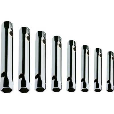 KLASS - SERIE 8 CHIAVI A TUBO DOPPIE ESAGONALI DA MM 6X7 AL 20X22 in acciaio finitura zincata