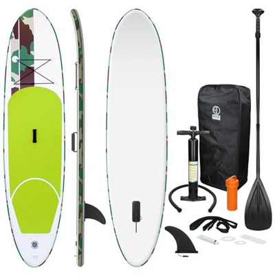 Surfboard Stand Up Paddle Sup Board Pagaia Gonfiabile 308x76x10 Cm Colore Verde