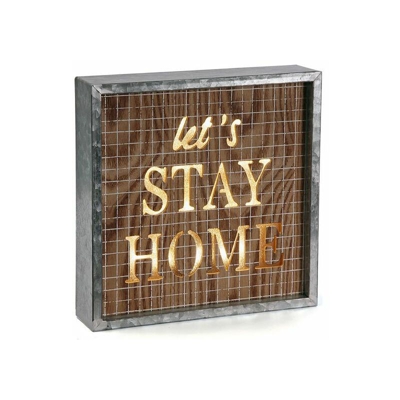Cliccandoshop - Scatola Decorativa Stay Home Legno (5,5 x 25 x 25 cm) - BIGBUY HOME