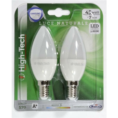 SET 2 LAMPADINE LED SAMSUNG OLIVA E14 7W C37 LUCE NATURALE 4000K 570 LUMEN - High-tech