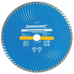 Lama a disco diamantata Turbo Wave 230 x 22.23mm con corona continua - Silverline en oferta