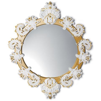 Specchio Rotondo Piccolo (bianco / Oro)