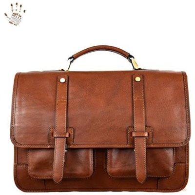 Cartella Zaino In Vera Pelle Con Scomparto Imbottito Colore Marrone - Pelletteria Toscana Made In Italy - Linea Prestige