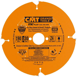 236.190.04M LAMA CIRCOLARE X FIBROCEMENTO DP 190x2.4/1.8x30 Z4 TCG - CMT ORANGE TOOLS características