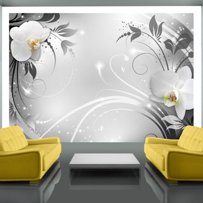 Fotomurale Orchidee su argento cm 250x175 Artgeist
