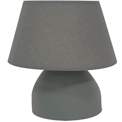 ONLI - Lampada da tavolo Nano con base in metallo e paralume in tessuto. Tortora.