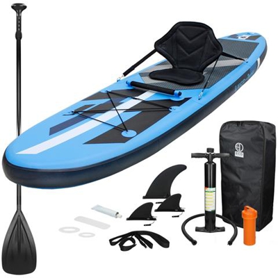 Surfboard Stand Up Paddle Board Sup Sedile Kajak Pagaia Gonfiabile Blu 305x78x15