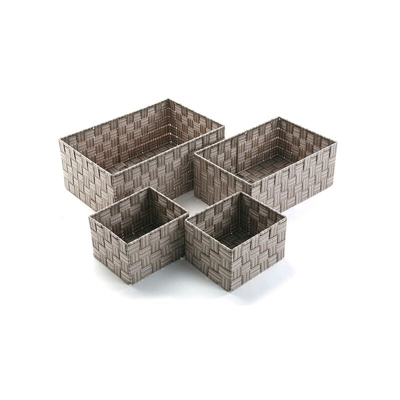 Set di Scatole per Sistemare Impilabili Tessile (4 Pezzi) (25 x 15 x 38 cm) - BIGBUY HOME