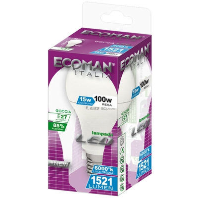 LED GOCCIA 15W 6000K E27 FREDDA - Ecoman