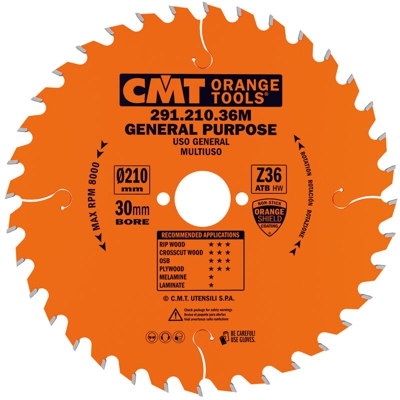 Cmt Orange Tools - 291.210.36M LAMA X LUNGO/TRAVERSO VENA HW 210X2.8/1.8X30 Z36 ATB