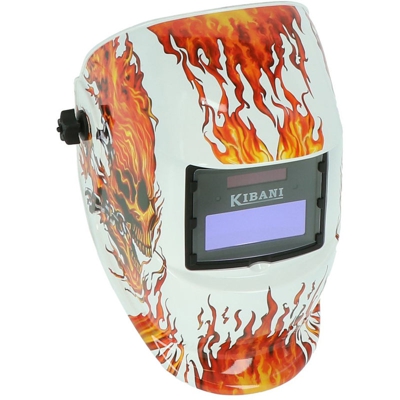 Maschera saldatura automatica FIRE SKULL + GRENBIULE + GUANTI+ BORSA +LENTI DI RICAMBIO - KIBANI