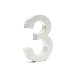 Numero civico in 3D '3' acciaio inossidabile 20cm carattere Arial antiruggine - WILTEC características