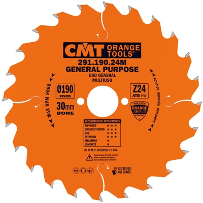 Cmt Orange Tools - 291.190.24M LAMA X LUNGO/TRAVERSO VENA HW 190X2.6/1.6X30 Z24 ATB
