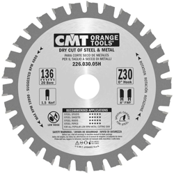 Cmt Orange Tools - 226.030.05H LAMA X MATERIALI FERROSI-PVC HW 136.5x1.5/1.2x20 Z30 FWF características