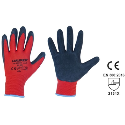 12 Paia Guanti Lavoro Nylon 'Gripflex' Maurer Tg 8