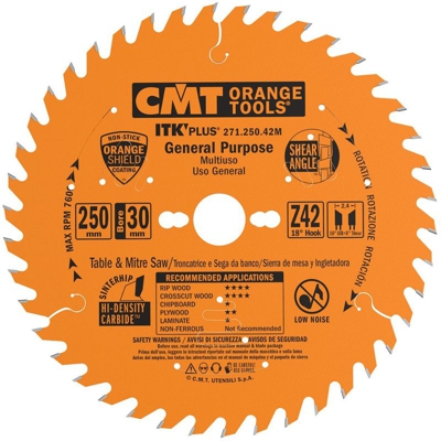 CMT 271.250.42M Lama Circolare Itk-Plus per Taglio Lungo e Traverso Vena, Arancio