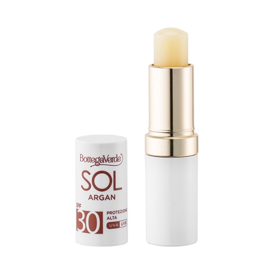SOL Argan - Stick solar labial - nutritivo y protector - con aceite de Argán y Vitamina E - protección alta SPF30 (5,5 ml) resistente al agua