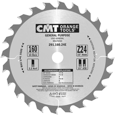 Cmt Orange Tools - 291.160.24E LAMA X LUNGO/TRAVERSO VENA HW 160X2.2/1.6X16 Z24 15ATB