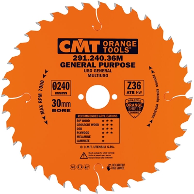 Cmt Orange Tools - 291.240.36M LAMA X LUNGO/TRAVERSO VENA HW 240X2.8/1.8X30 Z36 ATB