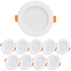 ECD Germany 10 x Faretto da Incasso a LED 5W 230V Rotondo ?98 mm 350 Lumen Bianco Caldo 3000K Lampada da Soffitto LED Ultra Piatto Faretti LED da precio