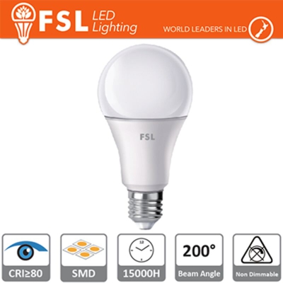 lampadina led bulbo a60 12 watt 15000 ore 180° 220-240 volt A+ CE E27 bianco caldo no lif fla6012w30k27 - FSL