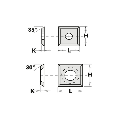 790.120.03 COLTELLO REV. STD (4 TAGLI A 35°) 12x12x1.5mm HW-K2250 - CMT ORANGE TOOLS