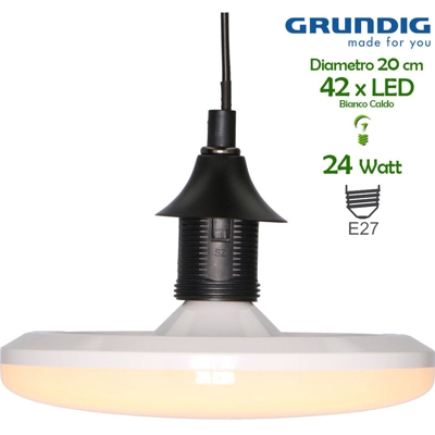 Bakaji - Lampada Circolare E27 Bianco Caldo Circolina Luce Risparmio Energetico 24W 42LED