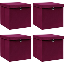Vidaxl - Scatole con Coperchi 4 pz Rosso Scuro 32x32x32 cm in Tessuto características