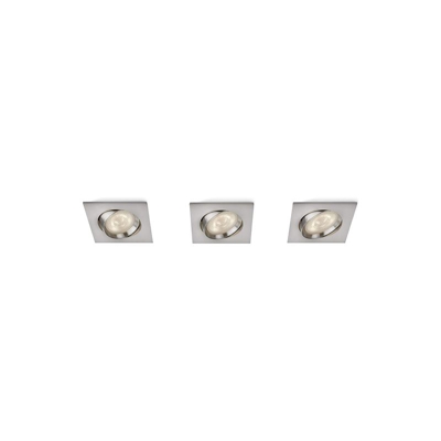 Philips - LM Spot LM Set 3 spot incasso quadrati LED acciaio spazzolato 10 cm