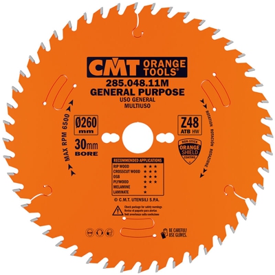 Cmt Orange Tools - 285.048.11M LAMA CIRCOLARE (UNIVERSALE) HW 260X2.8/1.8X30 Z48 10ATB
