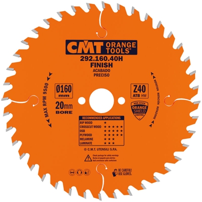 292.160.40H Lama X Taglio Di Precisione Hw 160X2.2/1.6X20 Z40 Atb - CMT ORANGE TOOLS