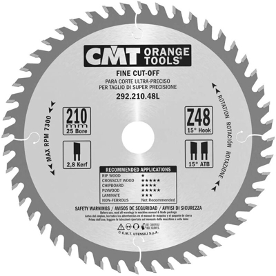 Cmt Orange Tools - 292.210.48L LAMA X TAGLIO DI PRECISIONE HW 210X2.8/1.8X25 Z48 ATB