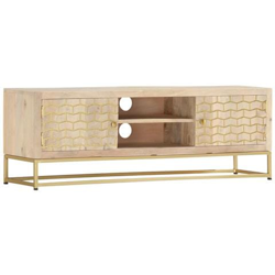 Mobile Porta Tv Oro 120x30x40 Cm In Legno Massello Di Mango en oferta