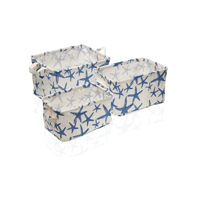 Set di Cestini Tessile Poliestere (3 Pezzi) (25 x 22 x 35 cm) - BIGBUY HOME