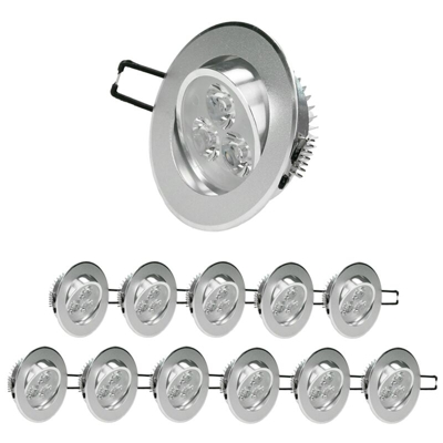 ECD Germany 12 x Faretto da Incasso LED 3W 230V Dimmerabile Rotondo ? 8,2 cm 226 lumen Bianco Freddo 6000K Orientabile 30 ? IP44 Lampada Spot Faretti