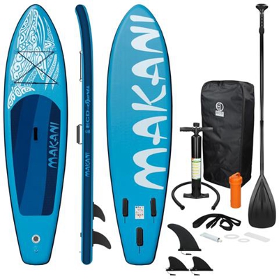Surfboard Stand Up Paddle Board Sup Makani Pagaia Gonfiabile Blu 320 X 82 X 15cm
