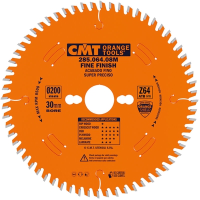 Cmt Orange Tools - 285.064.08M LAMA X TAGLI DI PRECISIONE HW 200X3.2/2.2X30 Z64 15ATB
